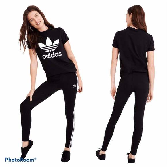 adidas Pants - Adidas Three Stripe Cotton Leggings XS